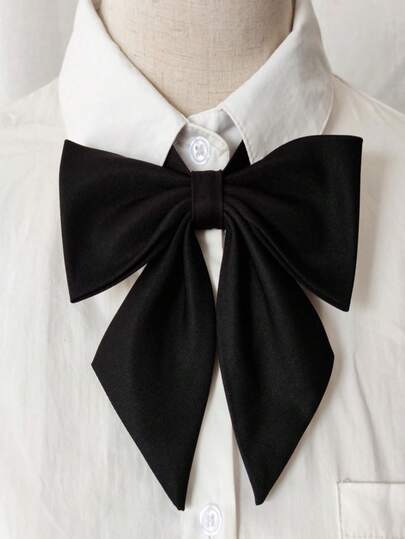 1pc Handmade Polyester Solid Color JK Clip-On Bow Tie, Suitable For Groomsmen, Groom, Women's School Uniform, Daily Wear And Celebrations