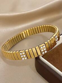 1 buc minimalist elastic bandă curea de ceas brățară pentru femei stras stivuibil brățară din oțel inoxidabil pentru bijuterii de petrecere zilnică Halloween cadouri de Crăciun