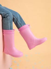 Kids Rain Boots Boys Girls Lightweight Boots Waterproof Easy-On Outdoor Playing Rain Boot Unisex-Child - Hồng - Xem 2
