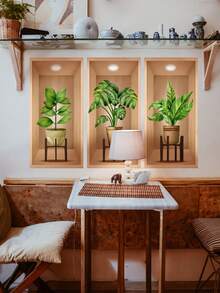 4pcs Tropical Leaf Pattern Wall Sticker, Posters, Stickers, Wall Art, Spring Decoration Items Refresh Your Home, Rama Decoration Stickers Gifts Birthday Graduation