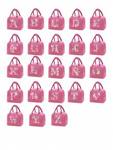 Borsa termica per il pranzo rosa, borsa frigo per bambini/adulti, borsa a tracolla, lunch box, ghiaccio, borsa termica per picnic, lunch box con motivo floreale alfabeto A-Z, borsa organizer per il pranzo in tela leggera e portatile, adatta per il ritorno a scuola, aula, università, ufficio, campeggio e picnic, forniture scolastiche, organizzazione cucina, accessori cucina, borsa per il pranzo, lunch box da donna, borsa da viaggio per il pranzo impermeabile - Multicolore - Visualizzare 2