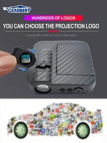 GLANBERT 2 piezas Luces LED de bienvenida con patrón de fibra de carbono, luces de proyección de logotipo inalámbricas, luces de cortesía decorativas con sensor automático compatibles con BMW, Audi, Opel, Mercedes-Benz, etc.