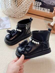 Botas cortas de princesa con decoración de lazo para niñas en otoño/invierno