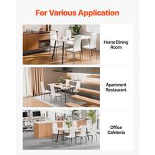 Modern Dining Room Accent Chairs Set Of 4, Upholstered Leather Side Chair For Dining Tables, Space-Saving Kitchen Table Chair With Thick Cushions And Metal Legs, White - Nghệ thuật da 4 mảnh màu trắng - Xem 7