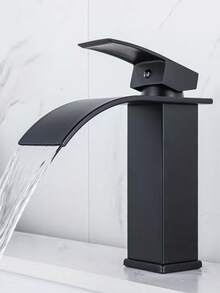 1pc Nordic Frosted Stainless Steel Waterfall Faucet, With Hot And Cold Water, Suitable For Countertop Basin, Wash Basin, Bathroom Vanity, Single-Hole. It Is Also Applicable To RVs. This Unique Waterfall Faucet Is An Ideal Gift For Halloween And Christmas.