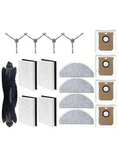 Eufy G50 Hybrid, L60Hybrid/L60Hybrid SES Robot Stofzuiger Cleaner Accessories Roller Main Side Brush HEPA Filter Mop Pad Dust Bag Rag Cloth Spare Parts Replacement Kits Include: Mesh Bags