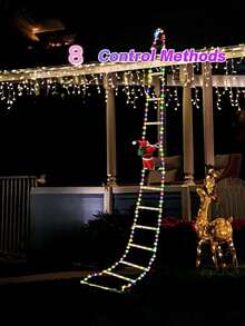 1pc Christmas Santa Claus LED Stair Light - 3 Meters Long 12-Level Multi-Color Stair Decor, Multicolor Lighting, USB Powered, 8 Flashing Modes, Durable Plastic Indoor/Outdoor Holiday Party Decor, No Battery Needed, Suitable For Home, Garden, Window And Party
