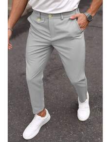 Men's Casual Chic Style Dress Pants - Modern Tailoring - ABA - 灰色 - 查看 2