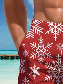 Christmas Men 3D Print Casual Beach Shorts - Quick Dry, Drawstring Waist, Perfect For Summer Outings