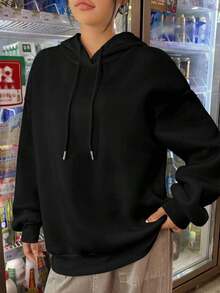 Winter Clothes For WomenCasual Simple Leopard Print Bow Sweatshirt, White Long Sleeve Oversized Hoodie For Women, Thick Plush For Fall/Winter,Long Sleeve Tops Autumn And WinterLoose And Comfortablesudaderas De Mujer - 黑色 - 查看 3