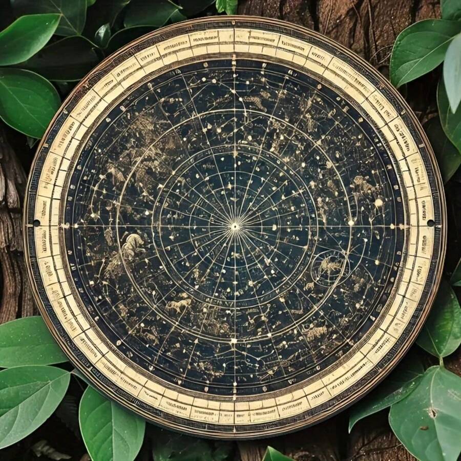 Circular Star Map Metal Tin Signage, Vintage Space Wall Art In The Garage - Astronomy Enthusiasts And Home Decor, Moon Decor - 彩色 - 查看 1