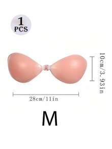 1 Pair Apricot & Pink 2 Color Options Sticky Backless Strapless Bra, Reusable Soft Silicone Bra With Nipple Cover, Oval Yoga Running Sports Party Swimming Chest Fixing Gather Lift Function Silicone Material, Super Strong Silicone Invisible Bra, Wedding Bra, Women Summer Underwear
