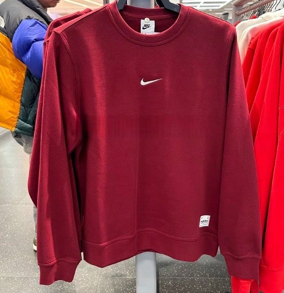 Nike 男士户外运动休闲舒适圆领套头长袖保暖卫衣，带刺绣Logo，建议购买大一码。 - 紅色 - 查看 1