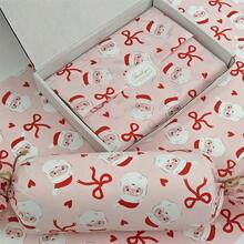 10/40 Sheets, Christmas Style Pink Santa Claus Bow Heart Pattern Wrapping Paper | 50cm X 35cm Handmade For Fragile Items Protection, Gift Box Filler, Party Decorations - Durable Holiday Packaging, Festive Wrapping, Seasonal Decor Christmas Christmas Decorations Christmas Pajamas Christmas Gifts Christmas Decor - Multicolor - View 2