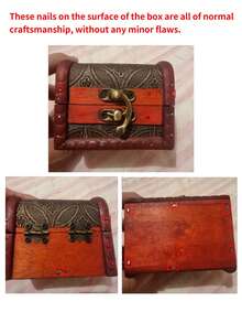 1 件小型木制百宝箱，带花卉图案，装饰性复古风格箱子，适合珠宝纪念品、硬币收藏和家居装饰返校 - 灰色 - 查看 9