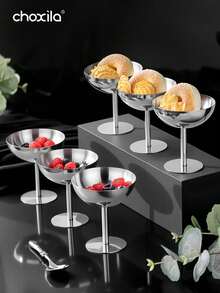 choxila 1个/2个装不锈钢冰淇淋杯、高脚杯、夏季不锈钢甜点碗、水果沙拉碗、椰枣零食杯、咖啡杯，适用于派对、婚礼、聚会、节日、斋月礼品 - 甜點杯 - 查看 4