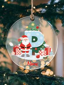 Decorazioni natalizie personalizzate, decorazioni natalizie con alfabeto personalizzato, regali di Natale con nome personalizzato, regali di Natale per i nipoti, Babbo Natale, Natale, addobbi fai-da-te, ornamenti natalizi per la famiglia 2025, decorazioni natalizie, regali per la famiglia, ricordo in acrilico, decorazioni natalizie per la casa, motivo albero di Natale - Stile A - Visualizzare 2
