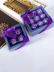 1 pieza Jabón de baño con forma de pétalo de rosa con aroma a rosa, jabón de baño con aceite esencial de rosa suave, caja de regalo para el Día de San Valentín, regalos de boda, regalos para despedida de soltera, flores secas