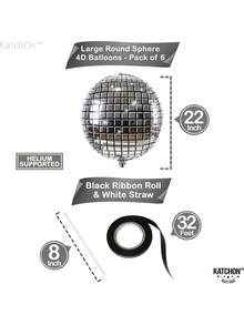 KatchOn, Silver Disco Ball Balloons - Huge 22 Inch, Pack Of 6 |   4D Sphere Balloons For Disco Party Decorations |   Anniversary, Bachelorette, Birthday, Retro Party Decorations |   70s Party Decoration - 彩色 - 查看 4