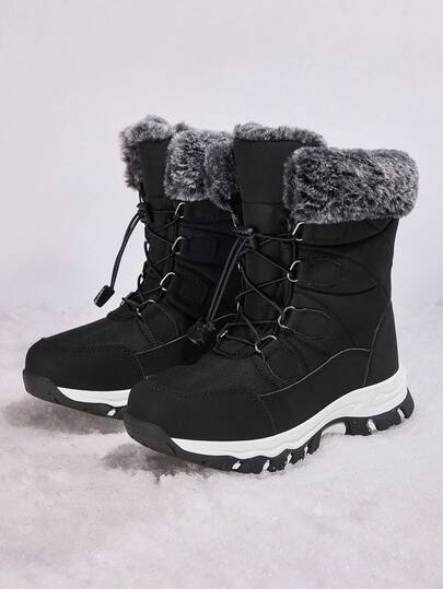 Mid-Calf Fleece-Lined Snow Boots For Teens: Waterproof, Slip-Resistant & Euro School Style"