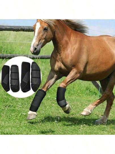 4件套马靴夹板马靴，适用于马匹，4件套保护靴，下肢刷马靴，可重复使用前后腿保护装备