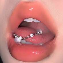 Colorful Hypoallergenic Stainless Steel Tongue Studs Gothic Piercing Chain Punk Tongue Studs Unique Statement Tongue Rings Surgical Steel Body Piercing Jewelry For Women