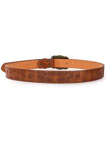 1pc Women's Western Cowgirl Embossed Vintage PU Leather Belt
