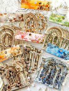 10 buc. colaj în relief cu imprimeu din lemn, serie romantică, autocolante decorative decupate, pentru scrapbooking