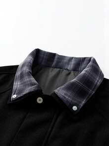 Plus Size Men's Turndown Collar Outdoor Casual Fashion Jacket, Autumn/Winter - Black - View 3