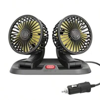 Ventilador de coche grande para camión, doble cabezal, refrigeración, viento fuerte, USB, pequeño ventilador eléctrico universal para coche