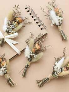 12pcs Boho Dried Flower Bouquet Mini Wedding Handmade Dry Flowers Decor For Vase Crafts DIY Photo Boutonniere For Men Floral Plant Flower For Bridesmaid Gift Birthday Decor (Colorful)