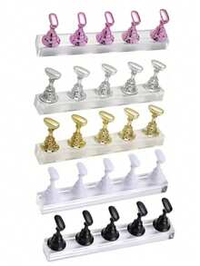 Accesorios de decoración de uñas - 1 set incluye: 1 base transparente acrílica larga, 5 puntas de práctica de uñas de resina de colores aurora, herramienta de práctica de arte de uñas, accesorios de fotografía de arte de uñas, accesorios de lujo coreanos