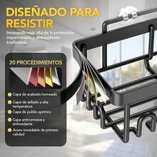 Organizador De Baño,kit de  estante para baños Acero inoxidable,repisas baño Sin perforación,con estante de almacenamiento,adhesivos,Ganchos y jabonera,para organizacion hogar del baños y cocina - A - Ver 4