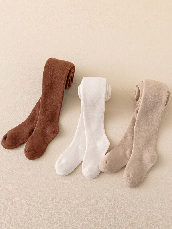 3 Pairs Of Solid Color Bottoming Pantyhose For Girls Suitable For Daily Life