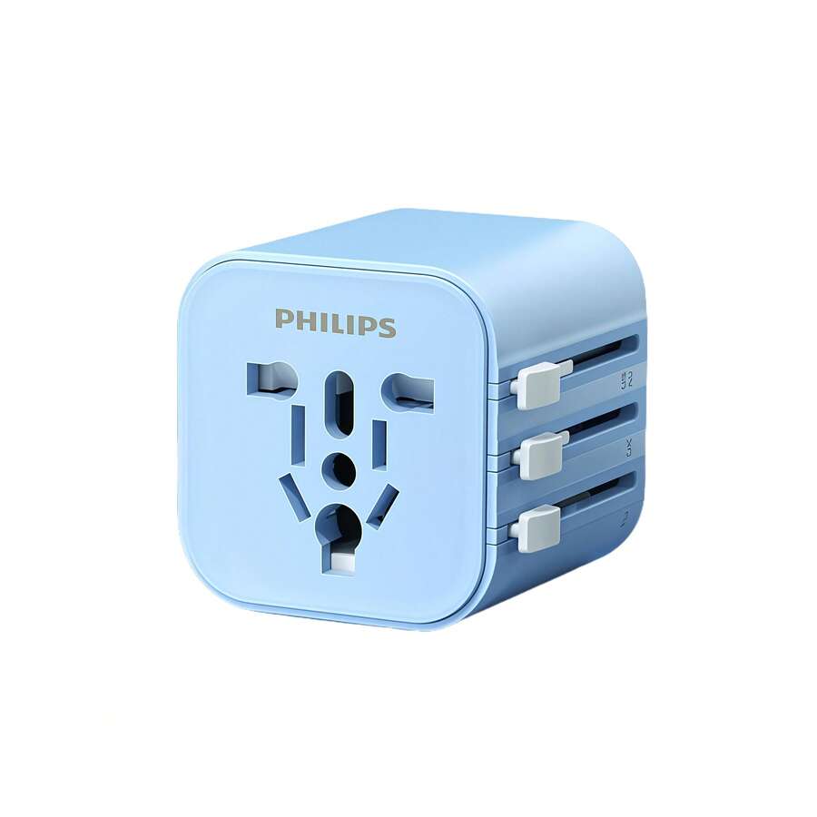 PHILIPS SPB1013B/93 万能旅行适配器，迷你便携，宽电压设计，出国旅行、留学、商务旅行必备，兼容200多个国家和地区 - 美規A型插(110-127V) - 查看 1