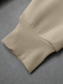 男士时尚连帽运动衫，大卫图案印花连帽衫，秋季 - 卡其色 - 查看 3