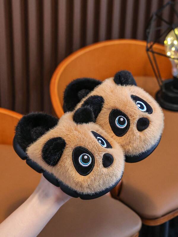 O pereche de papuci de pluș pentru copii, drăguți, cu desene animate Panda, toamna și iarna, casual, confortabili, cu talpă moale, la modă