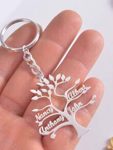 1 件定制生命之树钥匙扣个性化 1-9 名字姓氏钥匙扣不锈钢链钥匙扣汽车背包装饰饰品礼物圣诞礼物劳动节礼物独特的定制珠宝，适合家庭、情人节礼物、万圣节、圣诞节礼物 - 金色 - 查看 3