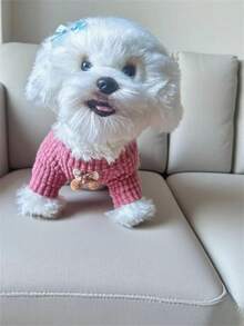 Adorable Pink Dog Dress With Lace & Flower Embroidery, Fashion Pet Outfit For Daily & Party Wear, Ideal Xmas & Halloween Gift For Small Dog Owners