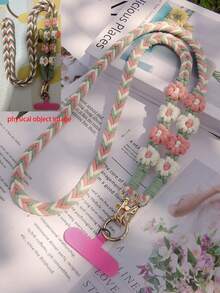 2026新年礼物斜挎手机挂绳，情人节针织挂绳，雏菊马尾辫设计，手工编织，ins风，户外旅行，徒步，防丢，耐用 - 彩色 - 查看 14