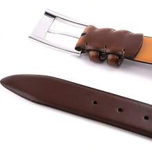 Genuine Leather Dress Belts For Men - Mens Belt For Suits, Jeans, Uniform With Single Prong Buckle - 1233 干邑 - 查看 3