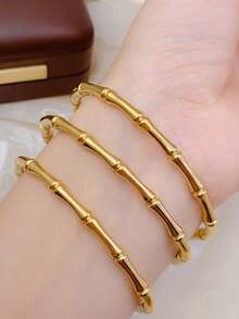 1pc Women's Fashionable Gold Bracelet, Suitable For Daily Wear - Yellow Gold - View 7