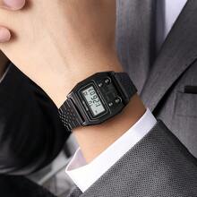 SKMEI 2560 Men Digital Stainless Steel Electronic Watch Week Date Luminous Countdown Square Dial Alarm Led Display Clock For Man - Một cỡ - Xem 11