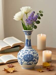 Blue And White Porcelain Ceramic Vase Decorative Ornaments, Desktop Vase, Living Room Museum Porch Decorations, The Best Choice For Holiday High-Grade Gifts. Home Decor Room Decor Flower Vase Glass Vase
