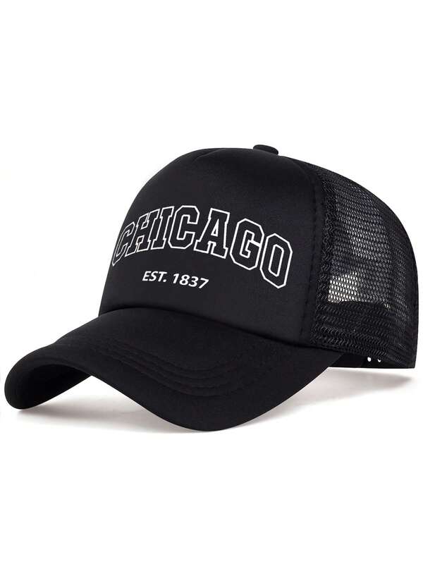 2025 Creative Simple New Breathable Cotton Mesh Hat CHICAGO1837 Printed Men's Outdoor Climbing Travel Sports Fishing Sunshade Hat Women's Fashion High Quality Multi Functional Personalized Decorative Hat Daily Life Party Festival Commuting Wearing Baseball Hat Street Pop Hip Hop Hat Street Dance Skateboarding Hat