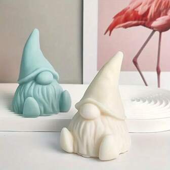 1 件快乐小矮人蜡烛模具 - 圣诞节装饰，不对称形状硅胶材质，非常适合手工蜡烛制作