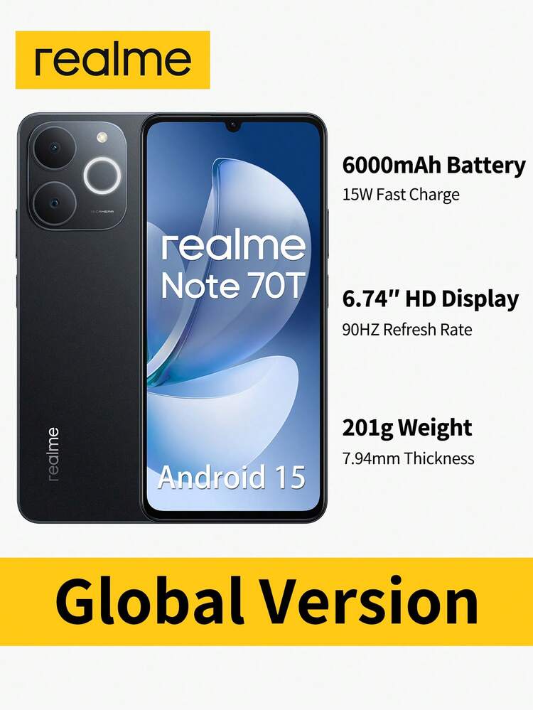 Realme Note 70T グローバル版 スマートフォン、Unisoc T7250