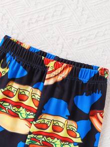 Boys Pyjama Set Cute Cartoon Hamburger Print Long-Sleeved Kids Home ClothesTwo-Piece Set