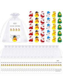 36 Stück/18 Stück Weihnachts-Mitarbeitergeschenk-Set, enthält 12 Stück/6 Stück Mini Gelbe Enten, 12 Stück/6 Stück Dankeskarten und 12 Stück/6 Stück Organzabeutel, Mini Harz Gelbe Enten Figuren mit Weihnachtsmützen, inspirierende Geschenke, Harz Enten für Mitarbeitergeschenke, motivierende Notizkartengeeignet für Kollegen, Freunde, Weihnachts-Mitarbeitergeschenke, Büro-Taschengeschenke, Weihnachtsparty-Gastgeschenke