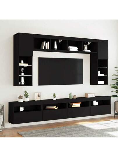 VidaXL TV Wand Unit LED Lighting 60x30x40 Cm Zwart view 6